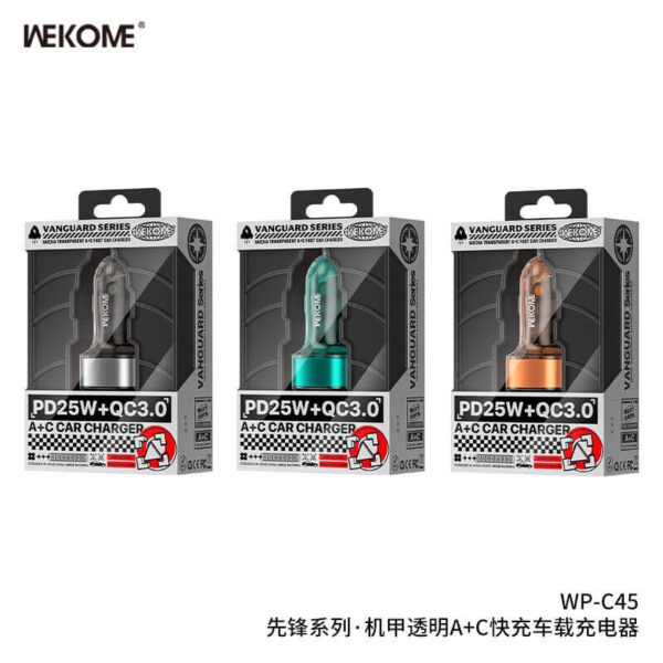 Wekome WP-C45 VANGUARD Series PD 25W + QC 3.0 Fast Car Charger